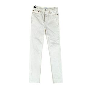 Re/Done Women’s 24 Button‎ Front White Jeans Denim 90s High Rise Ankle Crop